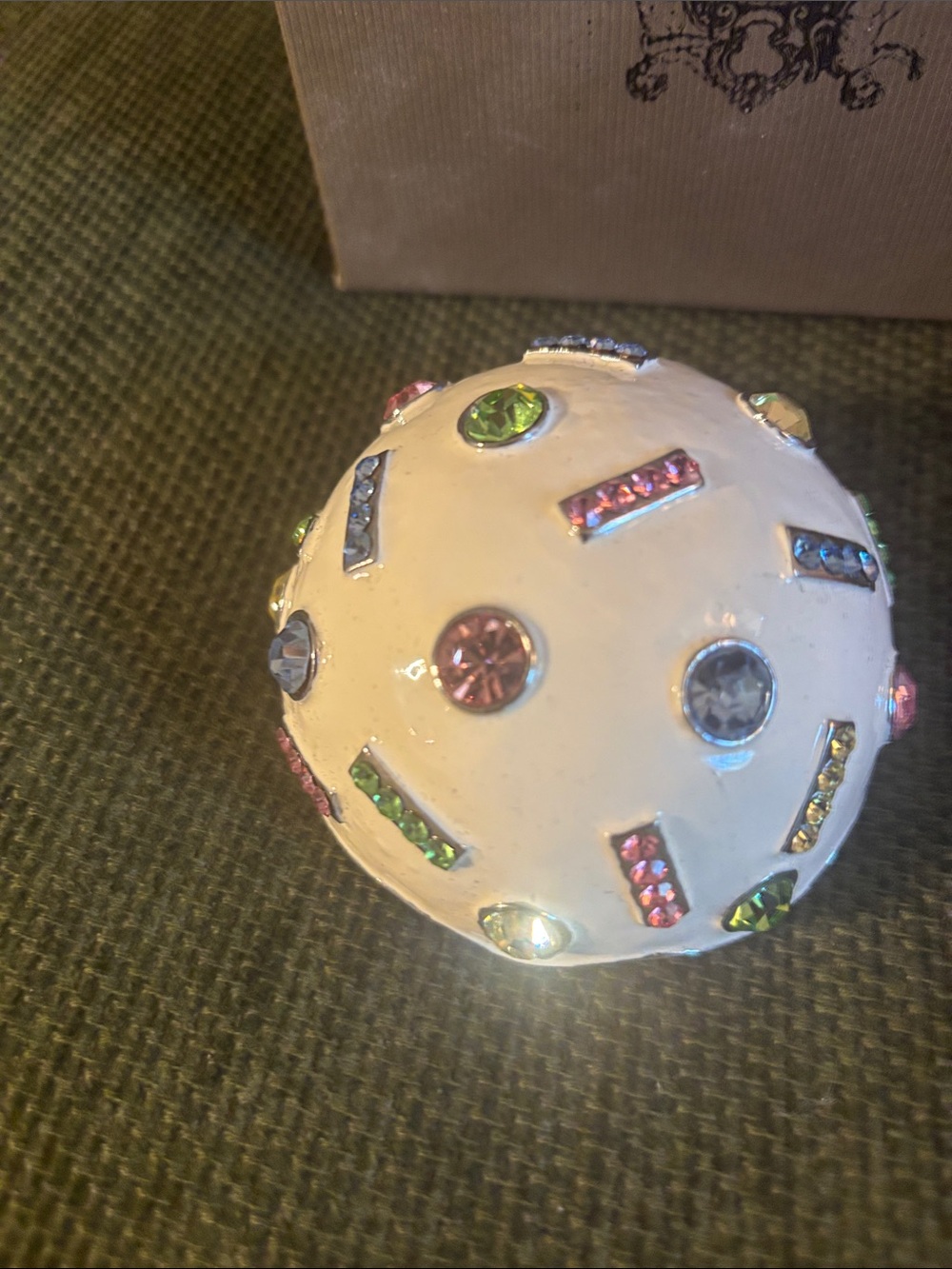 Olivia Riegel White Jeweled Cupcake Decorative Box